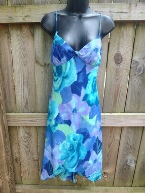 🏵️Blind Date VTG Made In USA Y2K Girly Cute Tropical Floral Sundress Size Small